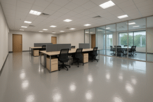 Epoxy office floor coatings by ICM Coating Masters Mississippi